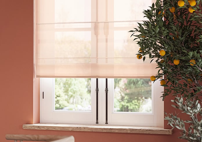 Pavia Voile, Peach Blush - Motorised Roman Blind - Image 5